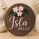 Personalised Floral Wooden Name Sign Girls Nursery Bedroom Wall Decor