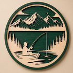 Personalised Fishing Mountain Wooden Wall Art Outdoor Cabin Decor