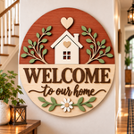 Personalised Floral Wooden Welcome Sign Wall Decor