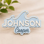 Personalised Wave Wooden Name Sign Beach Nursery Wall Decor Custom Plaque