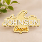 Personalised Wave Wooden Name Sign Beach Nursery Wall Decor Custom Plaque