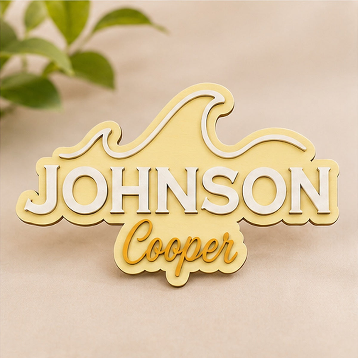 Personalised Wave Wooden Name Sign Beach Nursery Wall Decor Custom Plaque