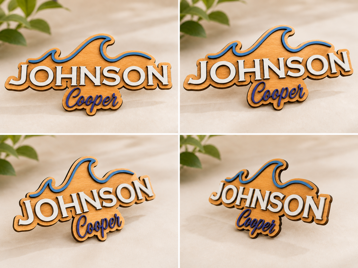 Personalised Wave Wooden Name Sign Beach Nursery Wall Decor Custom Plaque