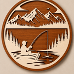 Personalised Fishing Mountain Wooden Wall Art Outdoor Cabin Decor