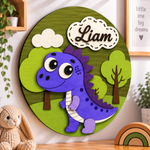 Personalised Wooden Dinosaur Name Sign Kids Nursery Bedroom Wall Decor