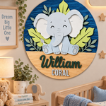 Personalised Wooden Elephant Name Sign Kids Nursery Bedroom Wall Decor