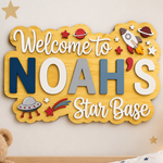 Personalised Space Name Sign Kids Nursery Bedroom Wall Decor Star Base