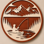 Personalised Fishing Mountain Wooden Wall Art Outdoor Cabin Decor