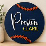 Personalised Baseball Name Sign Kids Sports Bedroom Wall Decor