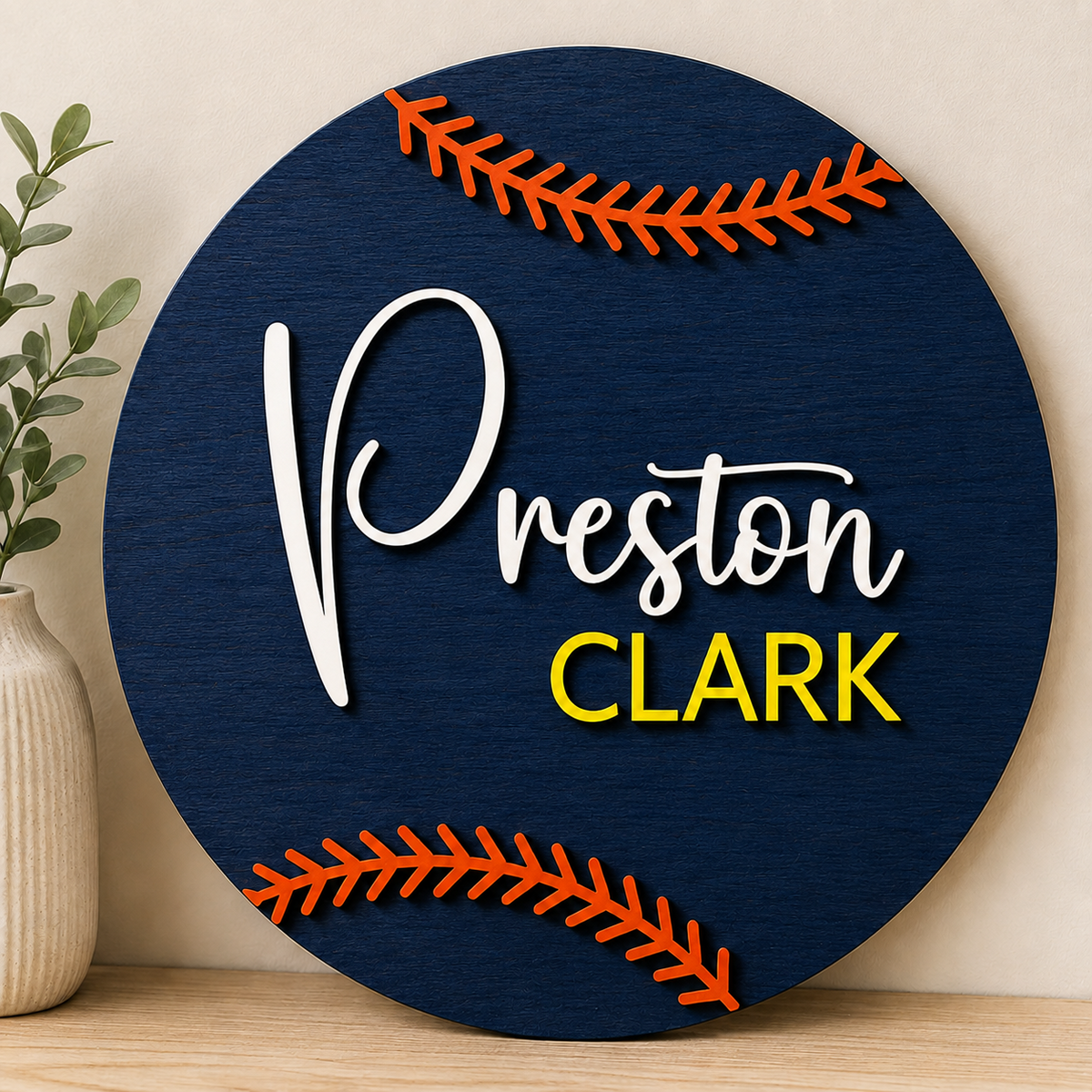 Personalised Baseball Name Sign Kids Sports Bedroom Wall Decor