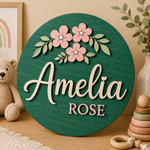 Personalised Floral Wooden Name Sign Girls Nursery Bedroom Wall Decor