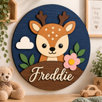 Personalised Wooden Deer Name Sign Kids Nursery Bedroom Wall Decor