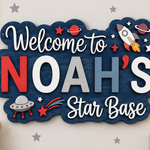 Personalised Space Name Sign Kids Nursery Bedroom Wall Decor Star Base