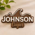 Personalised Wave Wooden Name Sign Beach Nursery Wall Decor Custom Plaque