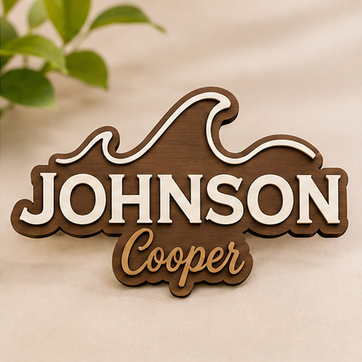 Personalised Wave Wooden Name Sign Beach Nursery Wall Decor Custom Plaque
