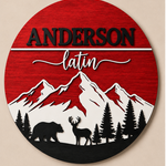 Personalised Mountain Bear Name Sign Rustic Woodland Wall Decor