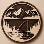 Personalised Fishing Mountain Wooden Wall Art Outdoor Cabin Decor