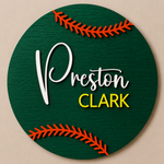 Personalised Baseball Name Sign Kids Sports Bedroom Wall Decor