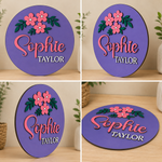 Personalised Floral Wooden Name Sign Girls Nursery Bedroom Wall Decor