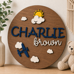 Personalised Aeroplane Name Sign Kids Nursery Bedroom Wall Decor