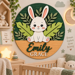 Personalised Wooden Bunny Name Sign Kids Nursery Bedroom Wall Decor