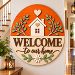 Personalised Floral Wooden Welcome Sign Wall Decor
