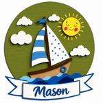Personalised Wooden Sailboat Name Sign Kids Nursery Bedroom Wall Decor