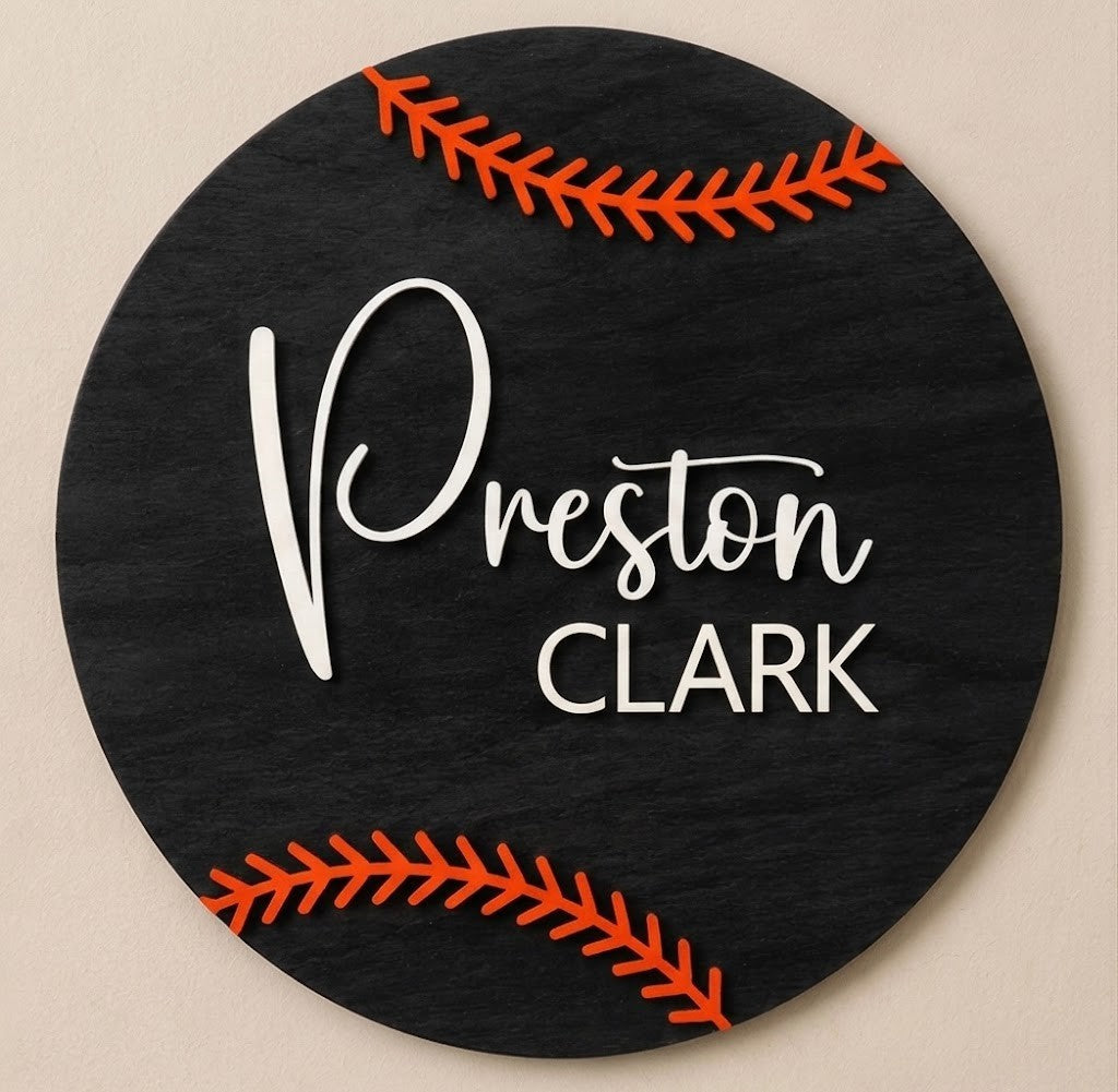 Personalised Baseball Name Sign Kids Sports Bedroom Wall Decor