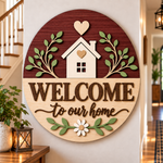 Personalised Floral Wooden Welcome Sign Wall Decor