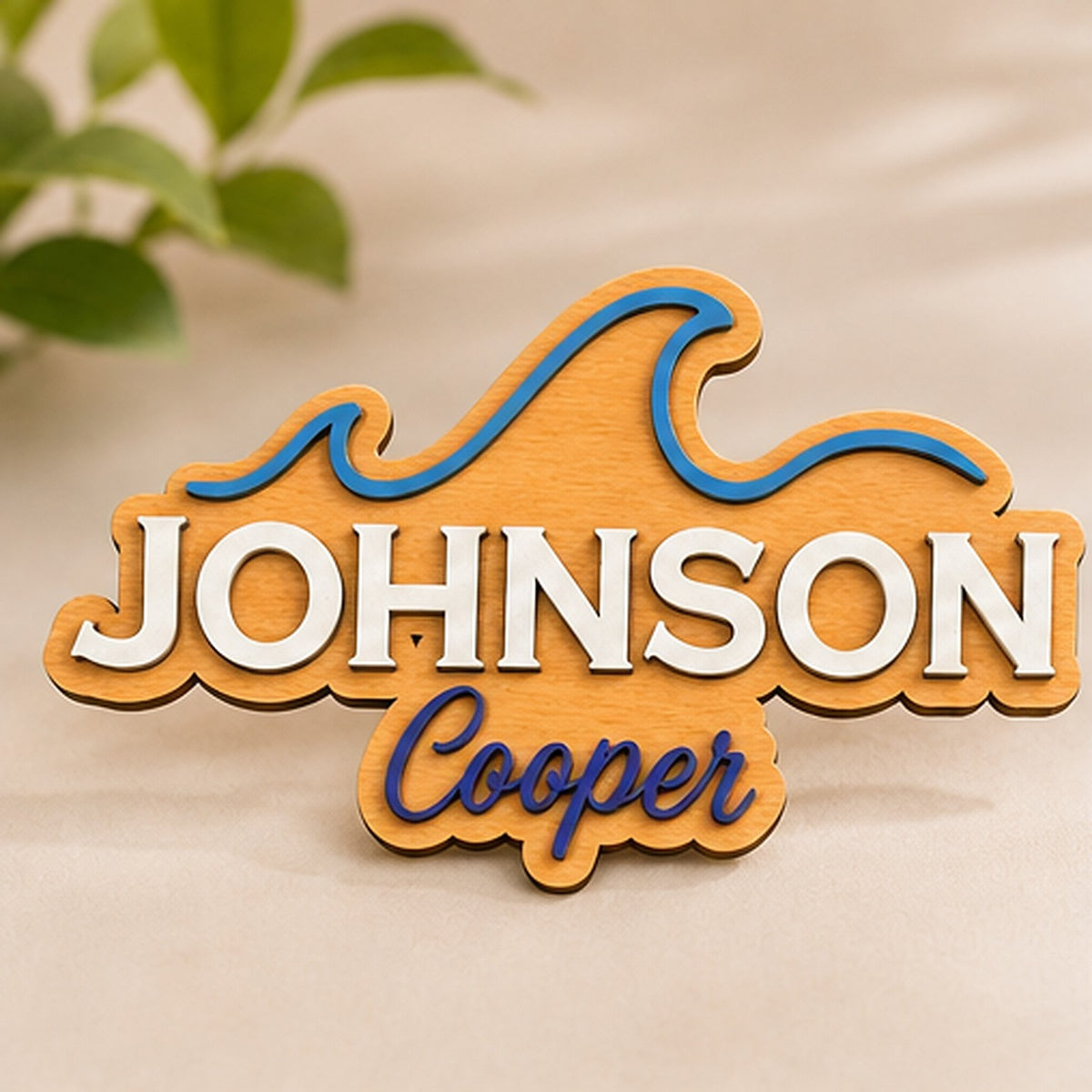 Personalised Wave Wooden Name Sign Beach Nursery Wall Decor Custom Plaque