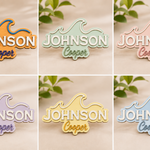 Personalised Wave Wooden Name Sign Beach Nursery Wall Decor Custom Plaque