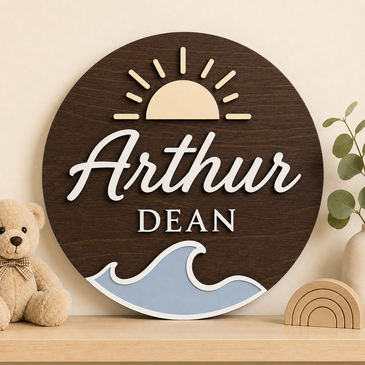 Personalised Ocean Name Sign Kids Nursery Bedroom Wall Decor