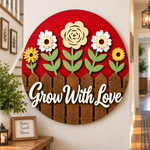 Personalised Floral Welcome Wooden Sign Front Door Home Wall Decor