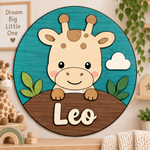 Personalised Wooden Giraffe Name Sign Kids Nursery Bedroom Wall Decor