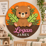 Personalised Wooden Bear Name Sign Kids Nursery Bedroom Wall Decor