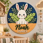 Personalised Wooden Bunny Name Sign Kids Nursery Bedroom Wall Decor