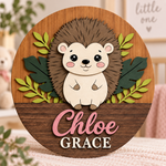 Personalised Wooden Hedgehog Name Sign Kids Nursery Bedroom Wall Decor