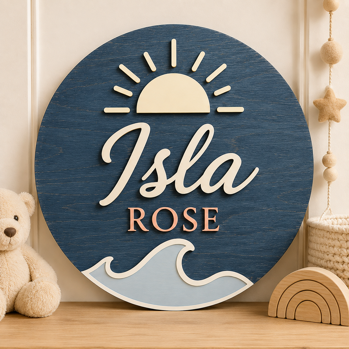 Personalised Ocean Name Sign Kids Nursery Bedroom Wall Decor