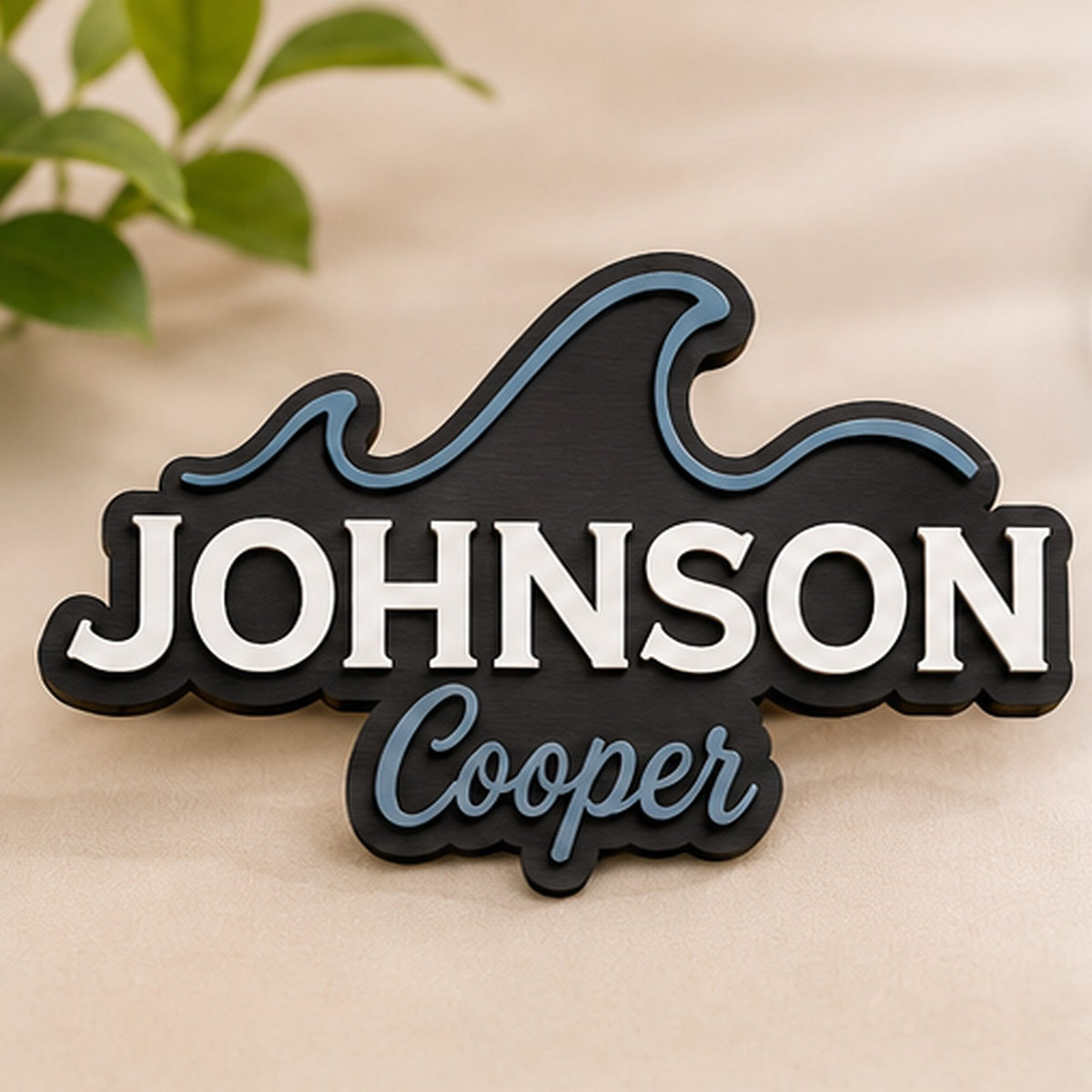 Personalised Wave Wooden Name Sign Beach Nursery Wall Decor Custom Plaque