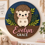 Personalised Wooden Hedgehog Name Sign Kids Nursery Bedroom Wall Decor