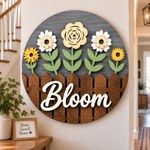 Personalised Floral Welcome Wooden Sign Front Door Home Wall Decor