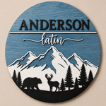 Personalised Mountain Bear Name Sign Rustic Woodland Wall Decor