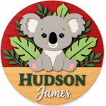 Personalised Wooden Koala Name Sign Kids Nursery Bedroom Wall Decor