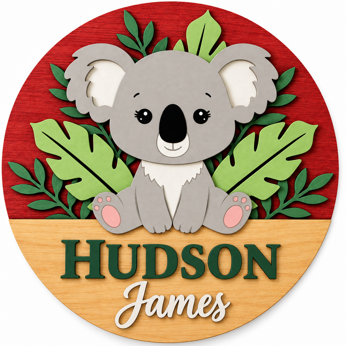 Personalised Wooden Koala Name Sign Kids Nursery Bedroom Wall Decor