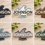Personalised Wave Wooden Name Sign Beach Nursery Wall Decor Custom Plaque