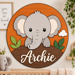 Personalised Wooden Elephant Name Sign Kids Nursery Bedroom Wall Decor