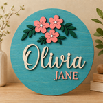 Personalised Floral Wooden Name Sign Girls Nursery Bedroom Wall Decor