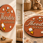 Personalised Rocket Wooden Name Sign Boys Nursery Wall Decor Custom Plaque