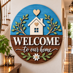 Personalised Floral Wooden Welcome Sign Wall Decor
