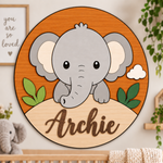 Personalised Wooden Elephant Name Sign Kids Nursery Bedroom Wall Decor